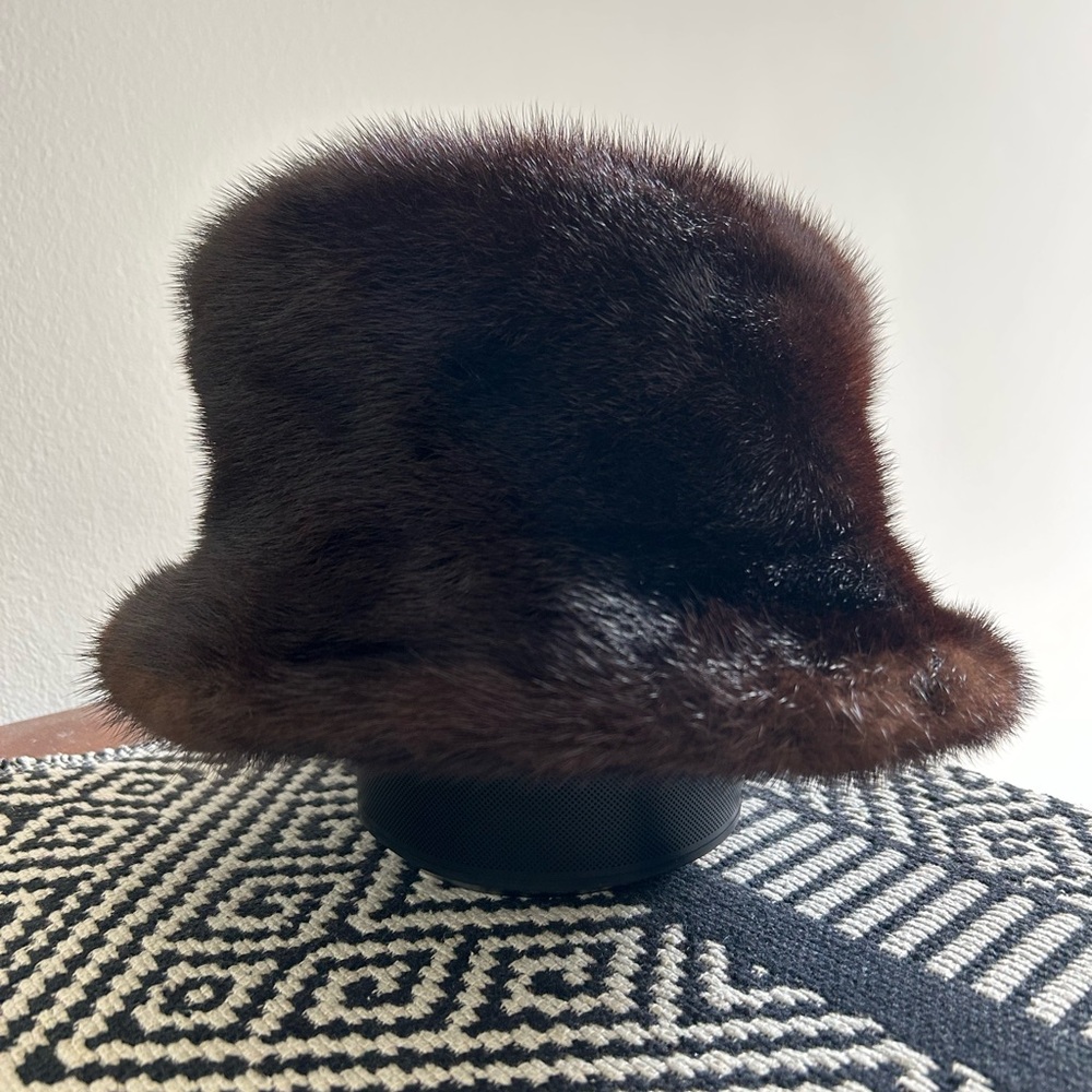 Vintage Genuine Mink Fur Hat - Brown
